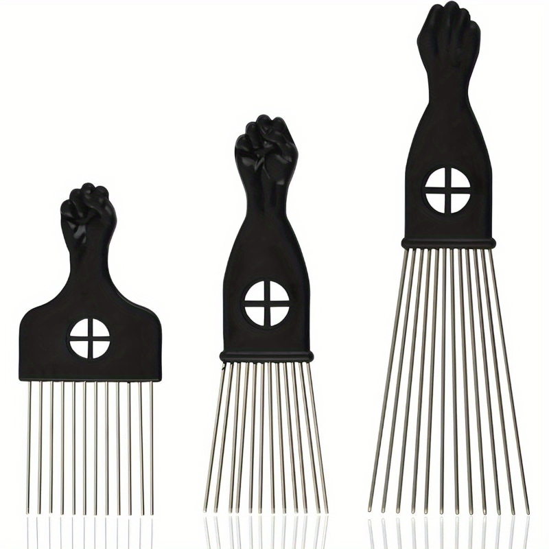 Afro Pick Comb - Цельный набор афро-волос из нержавеющей стали,